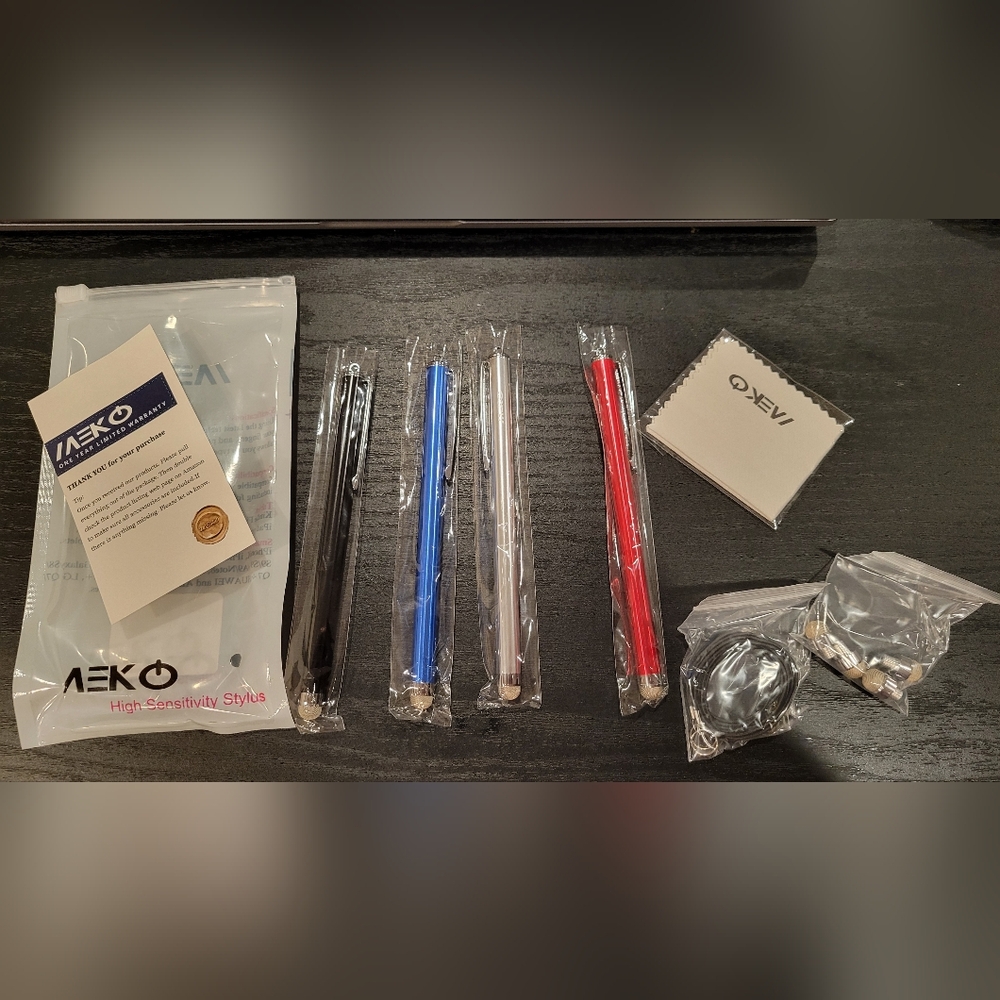 MEK 4-Pack Capacitive Stylus Pens in Black Blue Silver Red